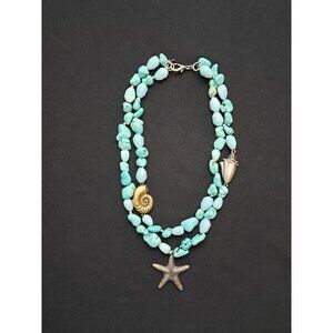 Lucky Brand Faux Turquoise and Starfish/Shell Necklace